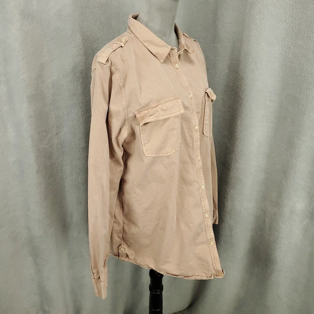 Banana Republic Button Up Womens XL Pink Ivory Soft Wash Military Safari Utility - Picture 9 of 10
